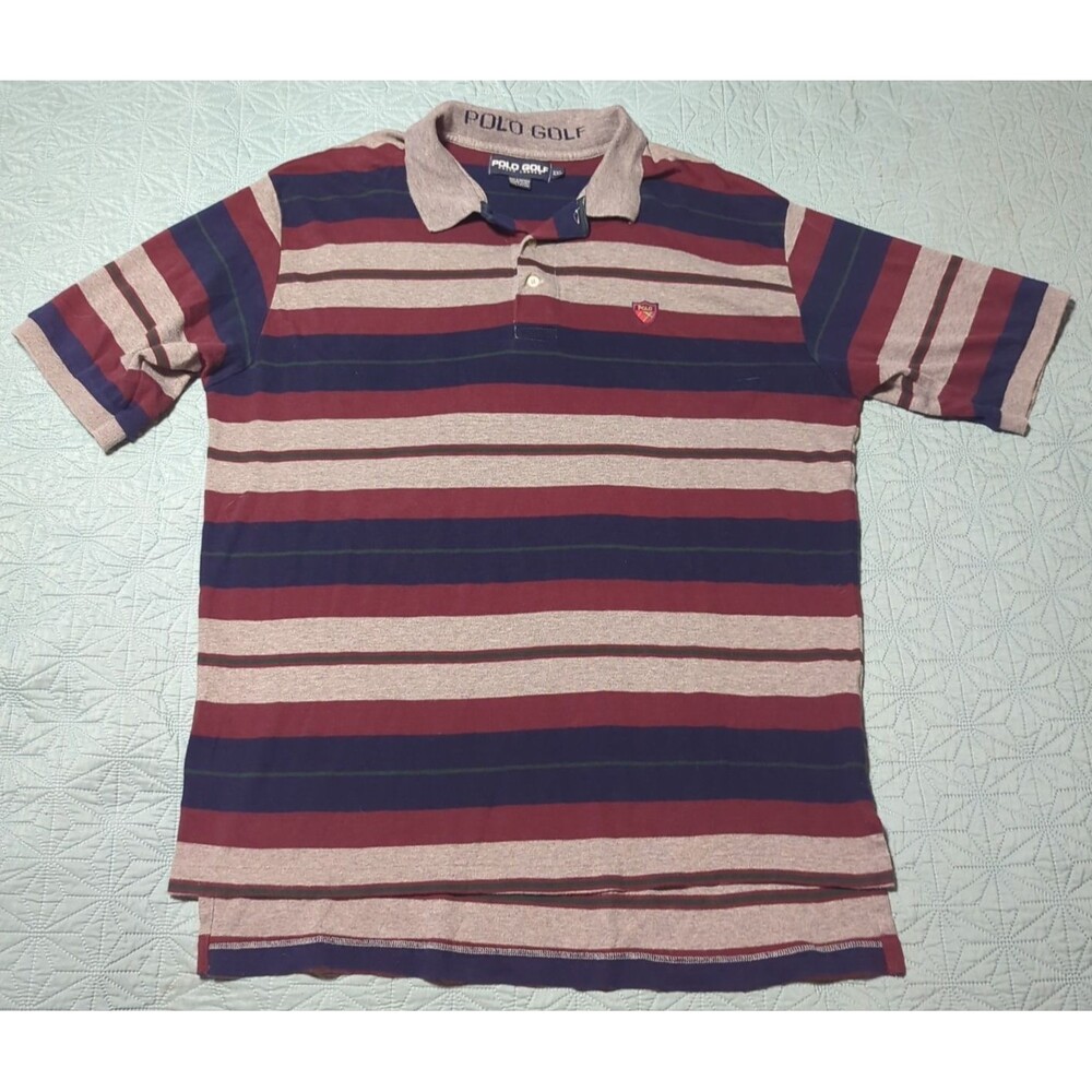 Polo Golf Ralph Lauren Vintage Men's Polo Shirt Sz XXL Striped Crest 90's Cotton